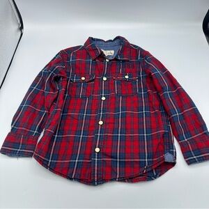 L.O.G.G Label of Graded Goods H&M Boys Plaid Button Down Shirt Size 3/4